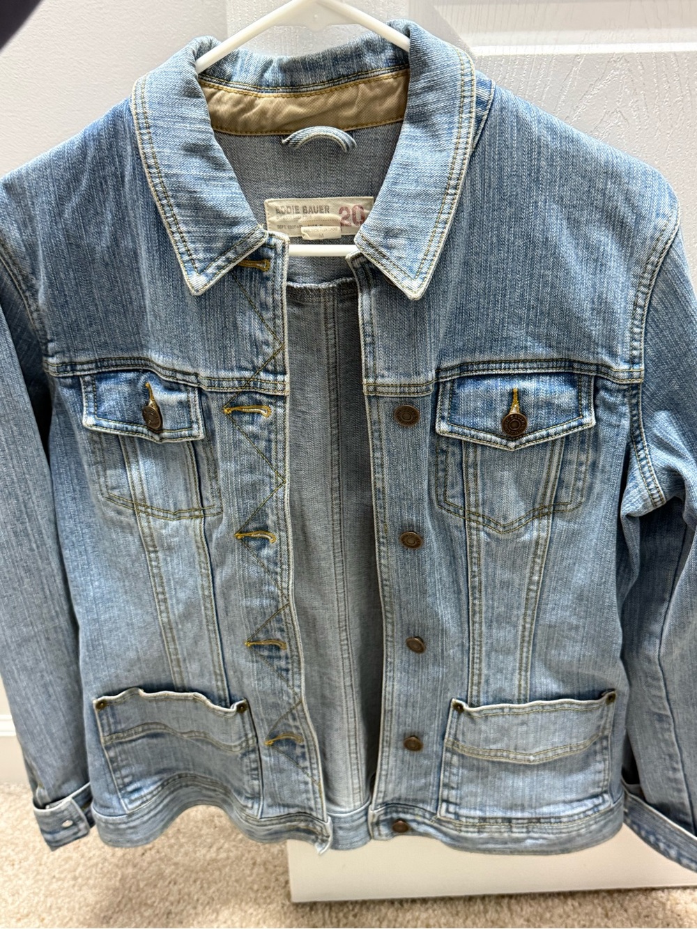 Eddie Bauer Light Wash Denim Jean Jacket - Pale Blue